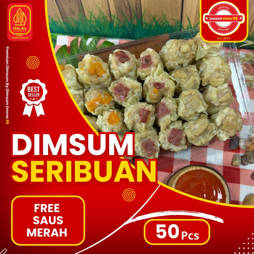 

Dimsum Ayam Mini / Seribuan Frozen isi 50 pcs Gratis Saos Merah