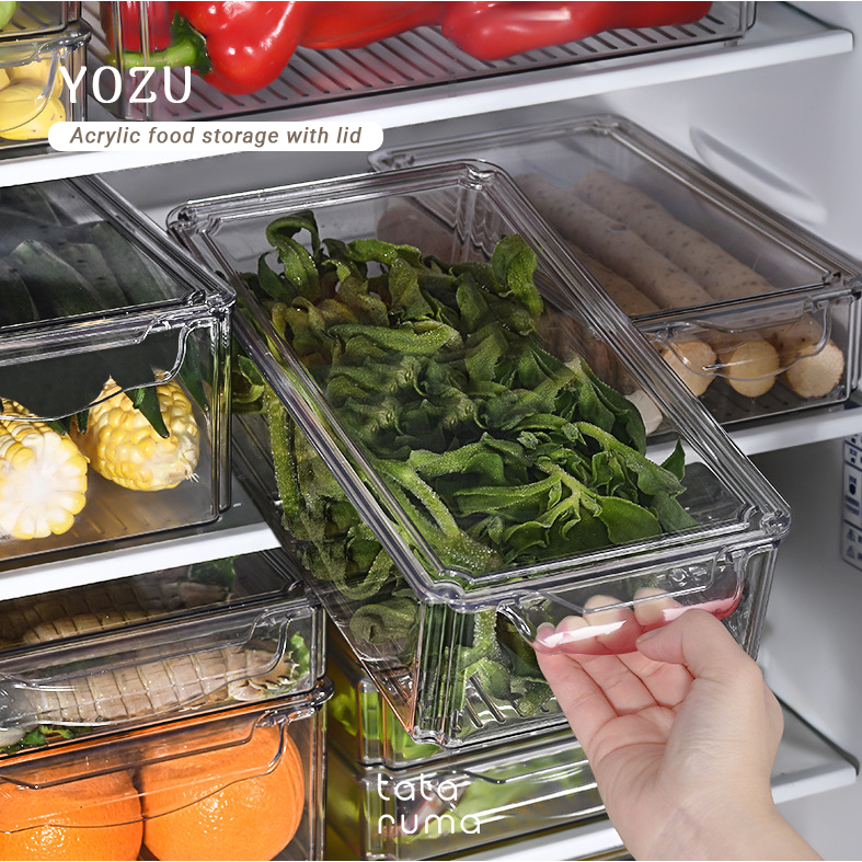 TATARUMA Yozu Big - Kotak Kontainer Tempat Penyimpanan Toples Makanan Sayur Buah Daging Kulkas Fridg