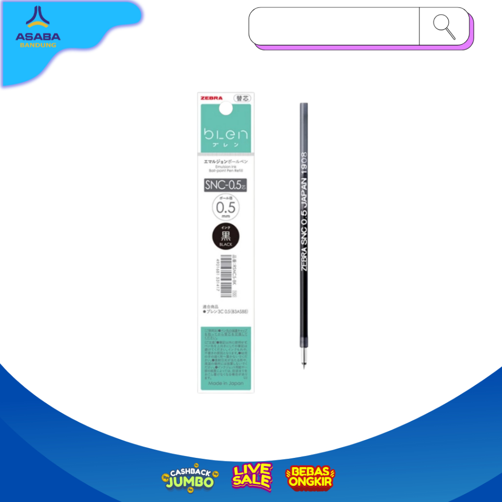 

Asaba Bandung - Zebra Refill SNC 0.5mm - tinta isi Pulpen Blen Cat 4+S 0.5mm