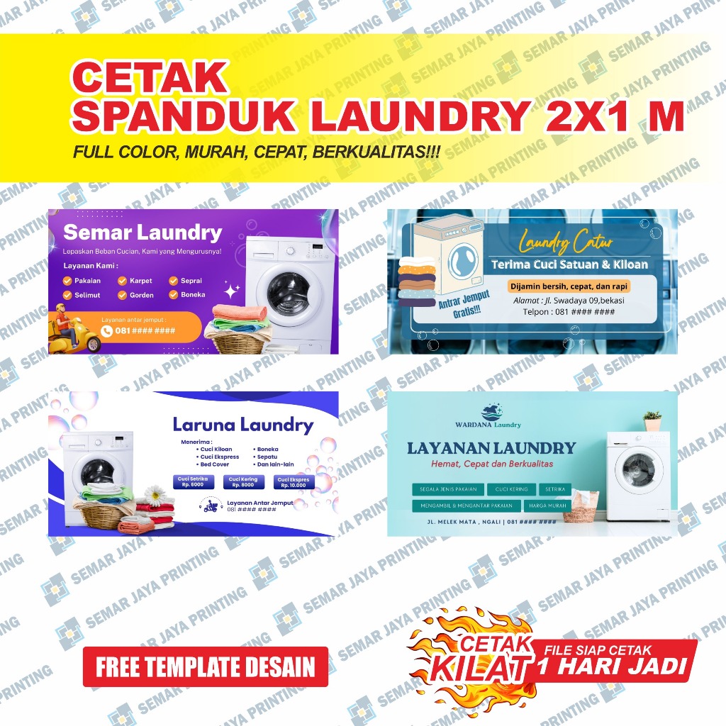 SPANDUK LAUNDRY 2X1 / CETAK BANNER LAUNDRY I CETAK BANNER FREE DESAIN I LAUNDRY 2X1 M
