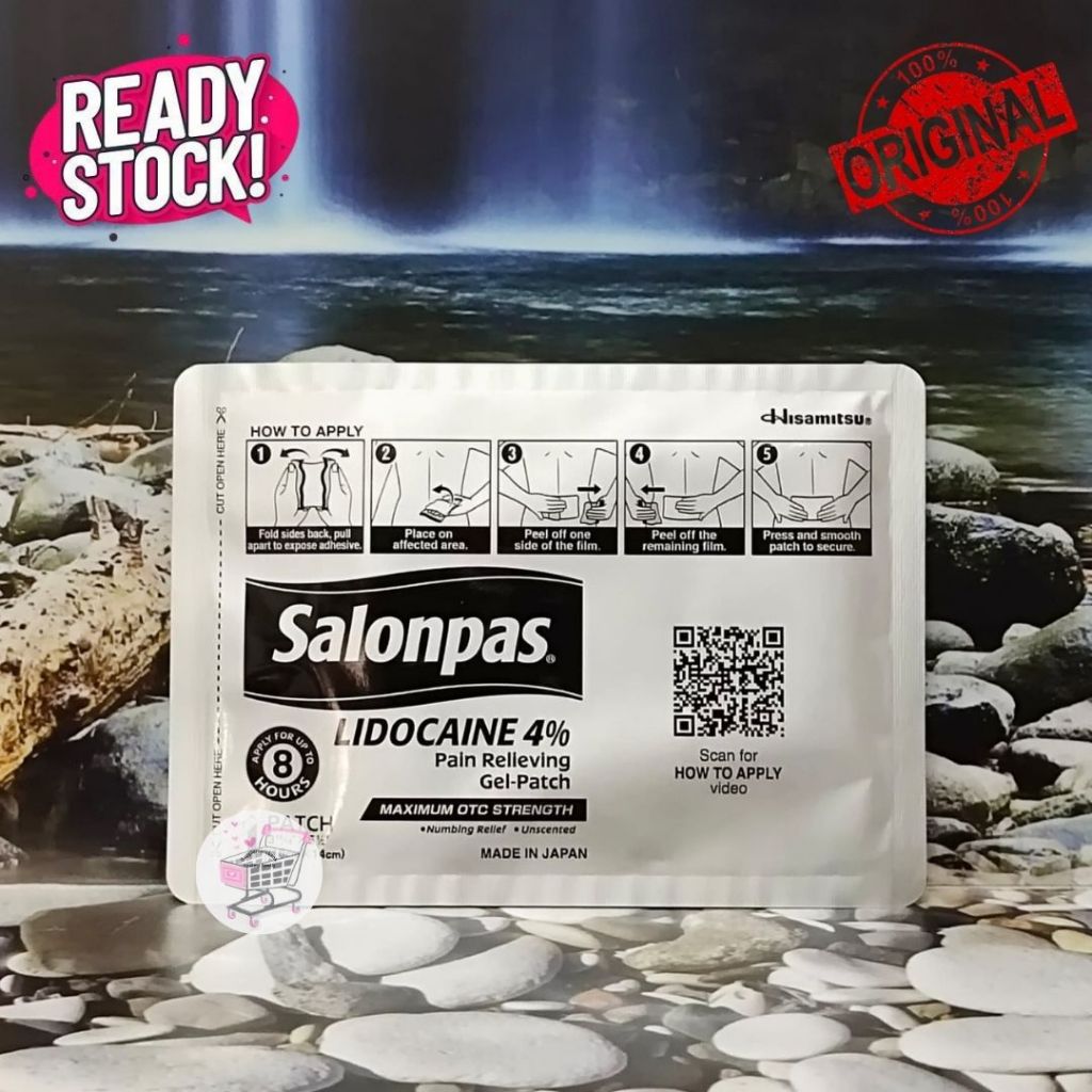 (100% ORIGINAL) REPACK SALONPAS - Lidocaine 4% Maximum Strength 1 Patches