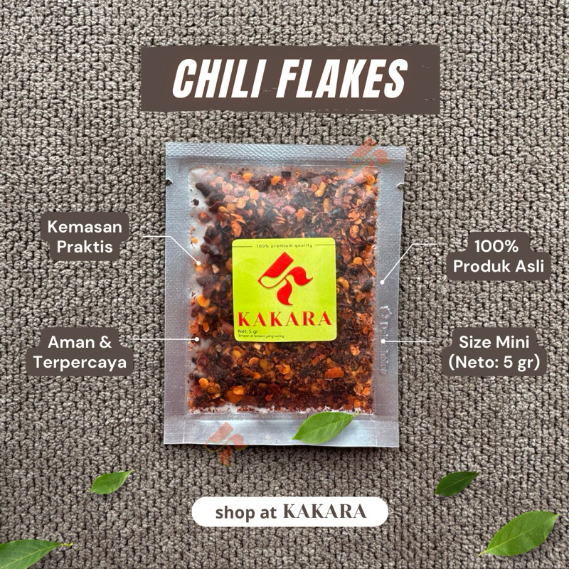 

KAKARA - Cabe Bubuk Kasar / Chili Flakes 5 gram bumbu dapur rempah mini kemasan sachet
