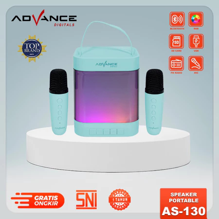SPEAKER BLUETOOTH ADVANCE AS-130 + MIC Speaker Advance karaoke Bluetooth Set Mini Full Bass