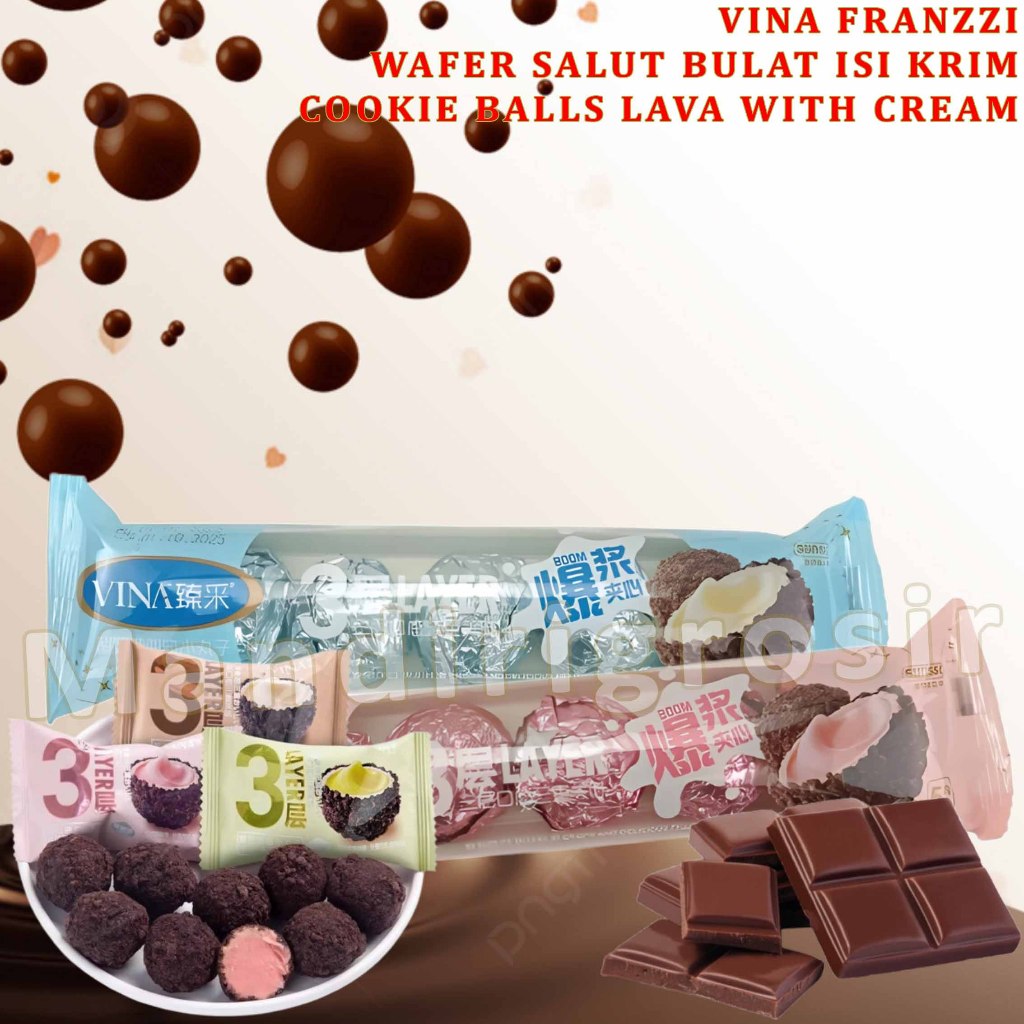 

Wafer Salut Bulat Isi Krim * Vinna Franzzi * Cookie Balls Lava With Cream * 45gr