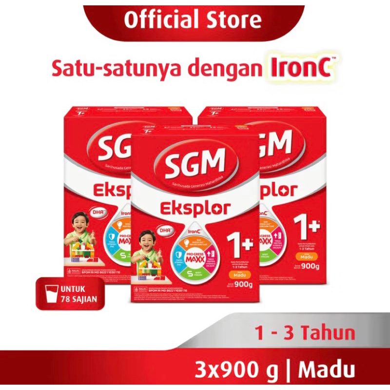 

SGM Eksplor 1+ dengan IronC Susu Pertumbuhan Rasa Madu 900GR × 3