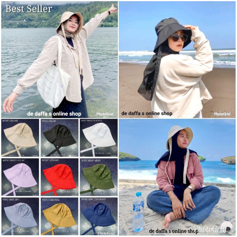TOPI WIDE BUCKET HAT LEBAR TALI - WIDE BUCKET HAT TALI BUCKET FASHION SELEGRAM
