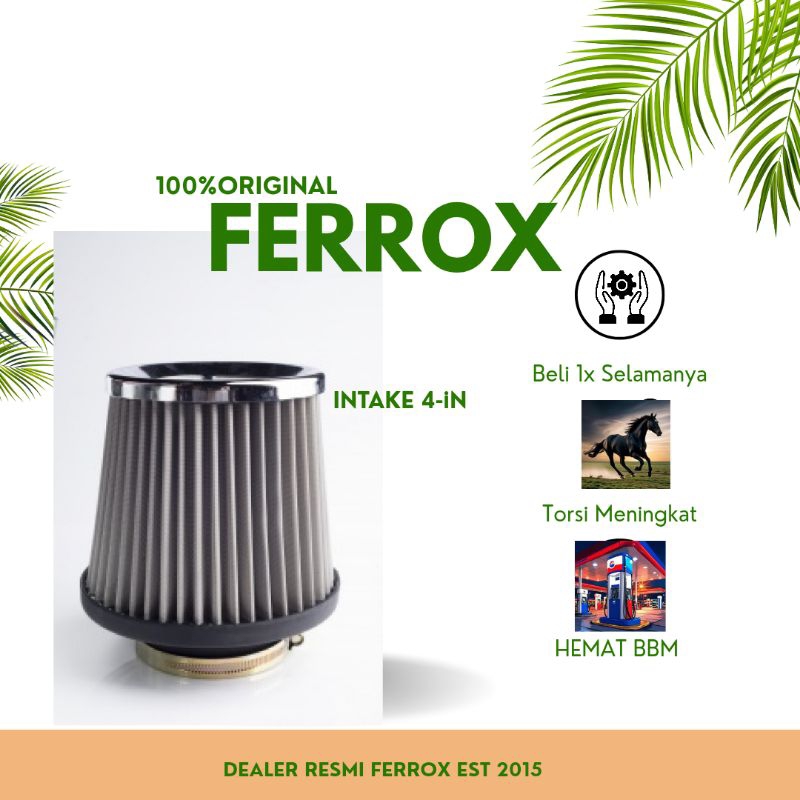 FERROX Filter Udara Open Intake 4 inch Mobil Karburator Universal