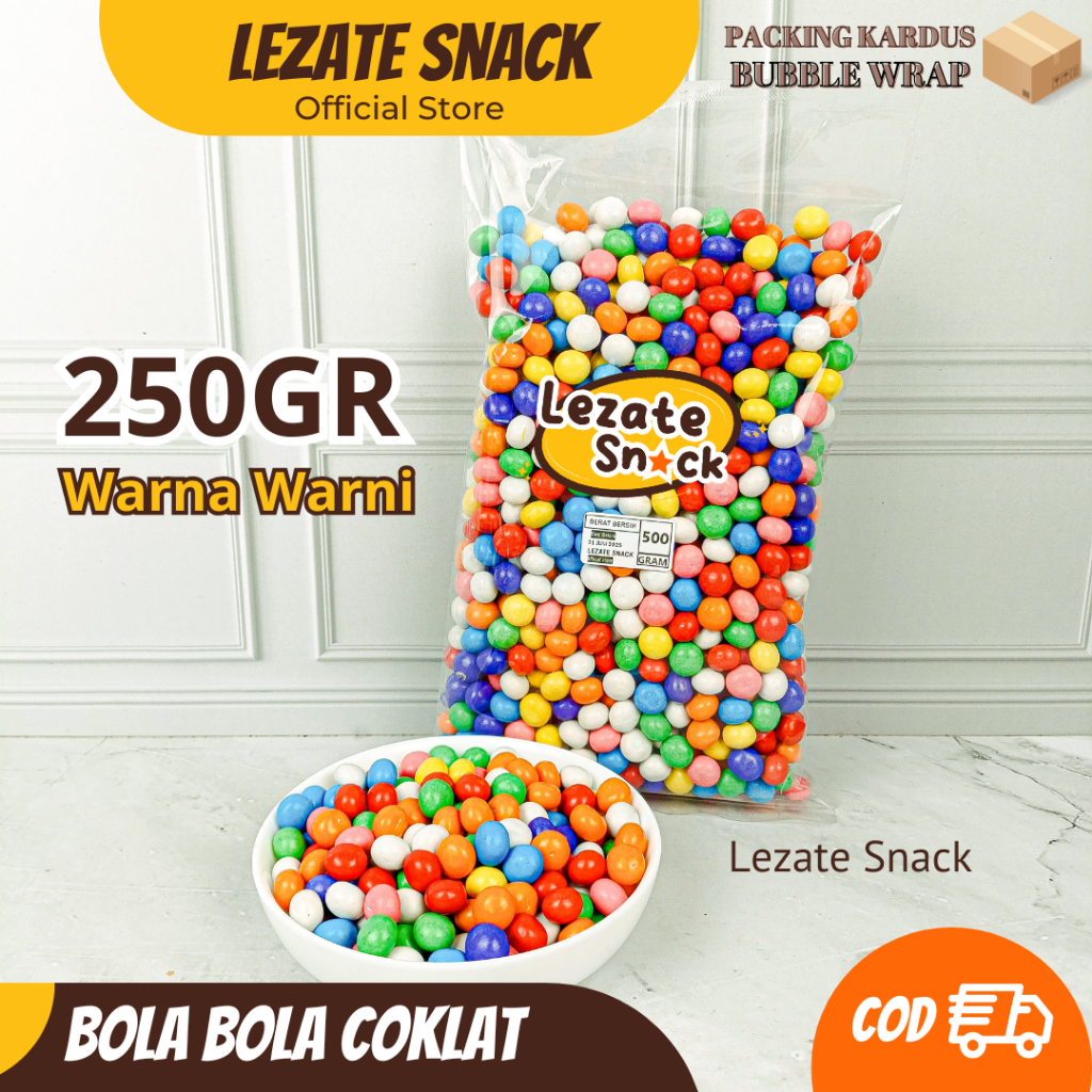 

Biskuit Bola Bola Coklat 250GR Kiloan Murah Manis Enak / Roti Bola Cokelat Warna Warni Pelangi Permen Roti Kue Coklat Bobo WAP SHOP