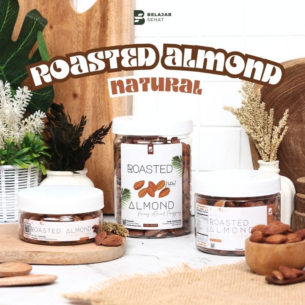 

Kacang Almond Panggang Kupas Premium Organik Roasted Almond Original Natural