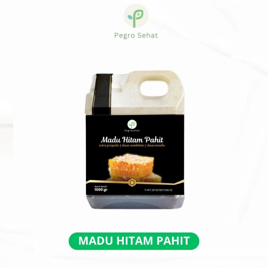 

Pegro Sehat Madu Hitam Pahit 1kg Super Propolis Sambiloto Daun Insulin