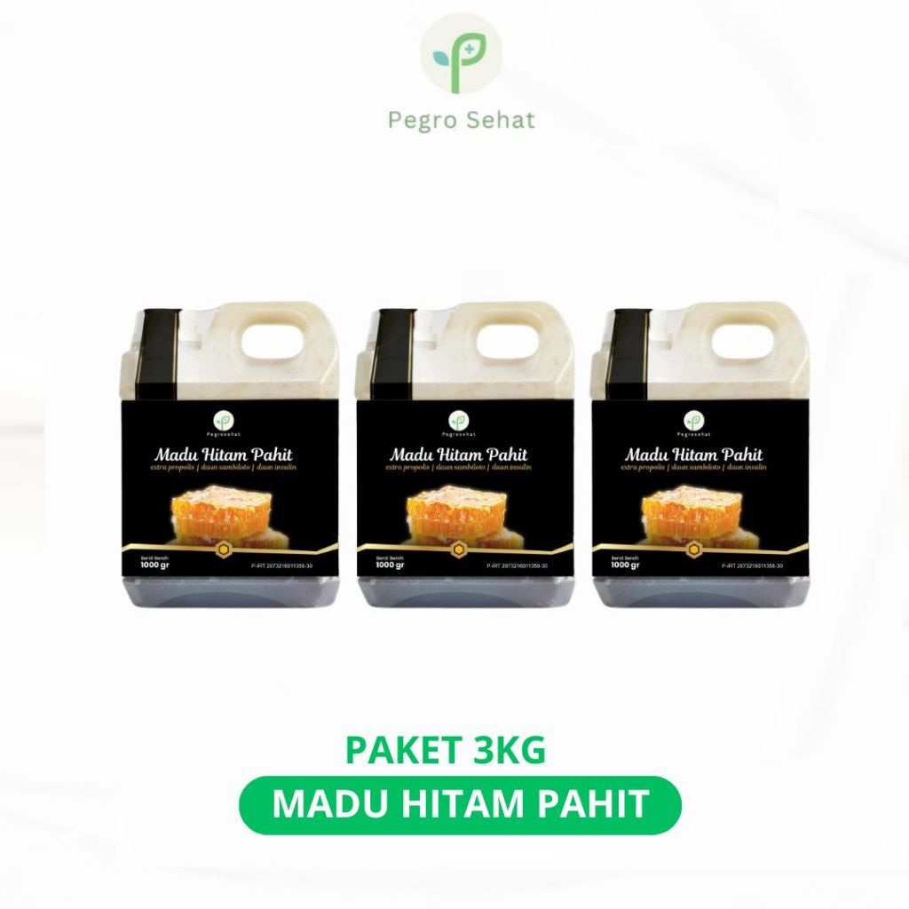 

Pegro Sehat Madu Hitam Pahit 3kg Original Plus Daun Sambiloto Extra Propolis Daun Insulin