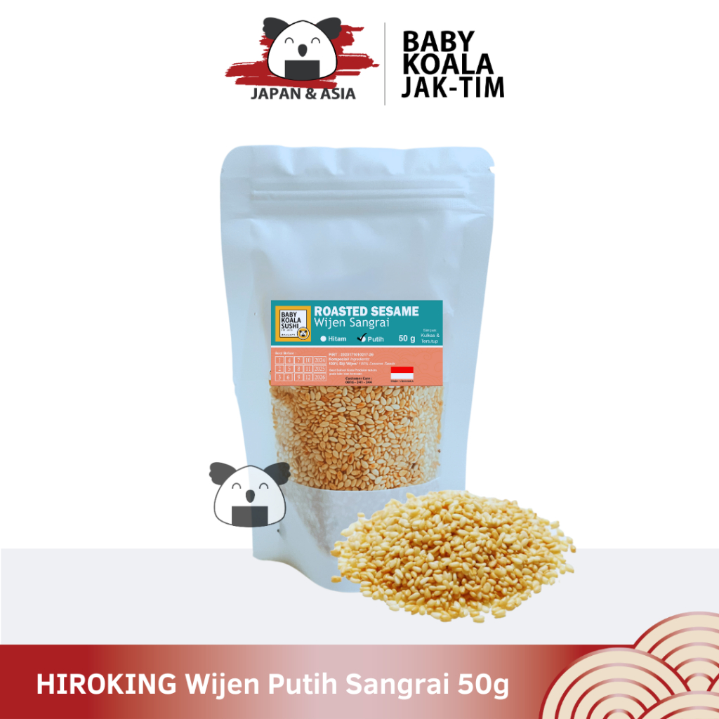 

HIROKING Biji Wijen Putih Sangrai 50 g Halal │ Roasted White Sesame Seed for Sushi Ramen - Jaktim