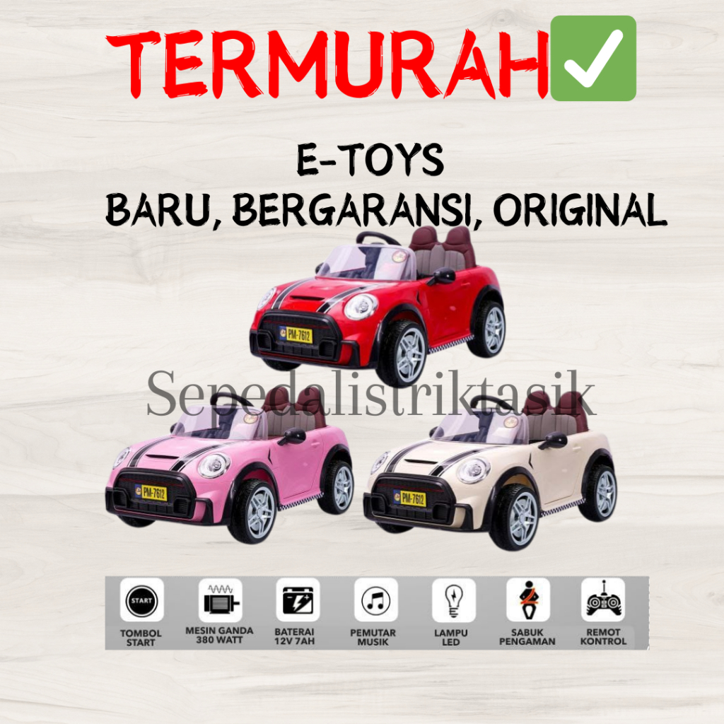 Mainan Mobil Aki Anak Mini Cooper PASIFIC PM7612+ BAN EVA PM 7612+
