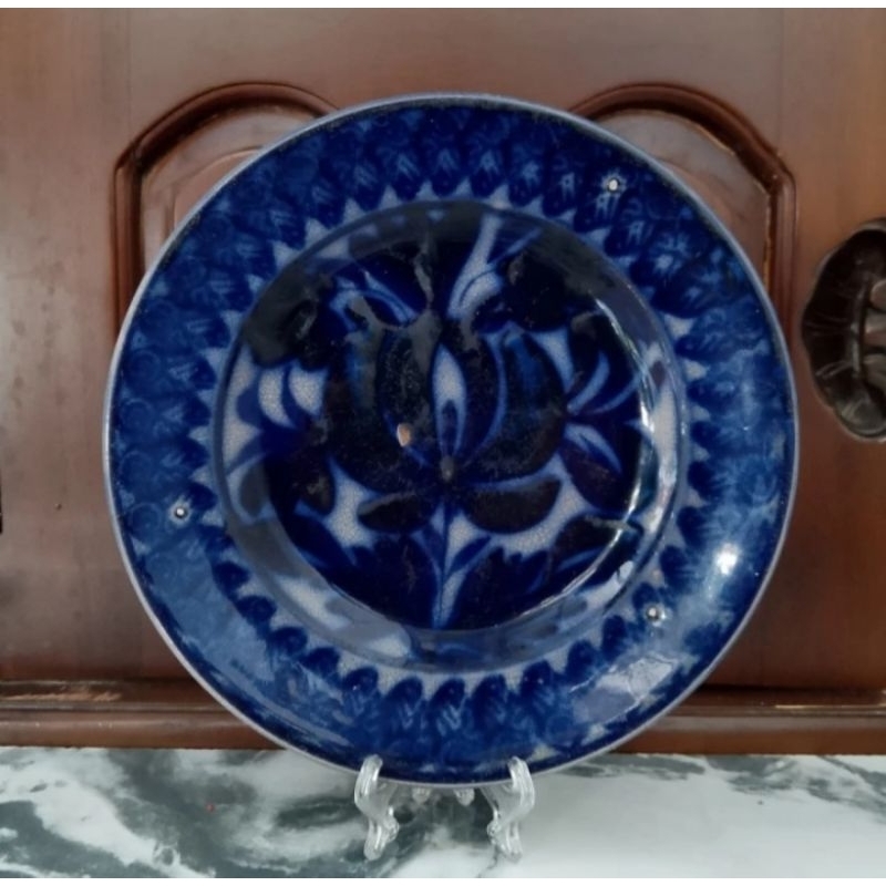 Piring keramik antik motif flower D 20cm