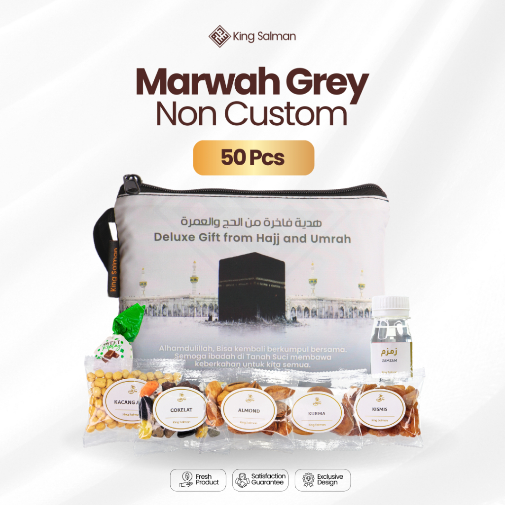 

King Salman - Oleh Oleh Haji & Umroh MARWAH Grey 50 Pcs - Pouch Non-Custom