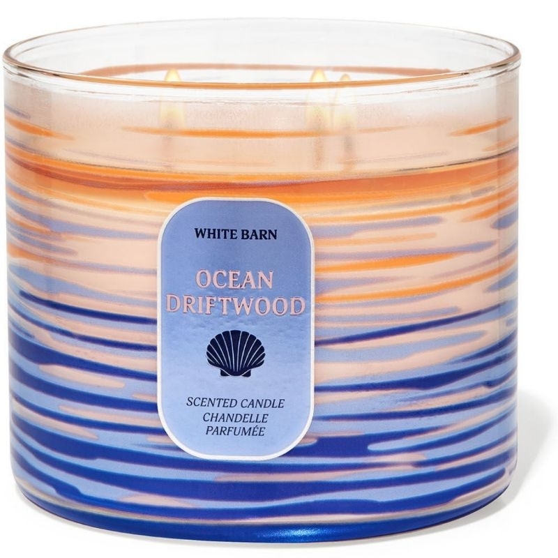 BBW OCEAN DRIFTWOOD 3 WICK SCENTED CANDLE MADE WITH NATURAL ESSENTIAL OILS 411 G COASTAL MASCULINE R