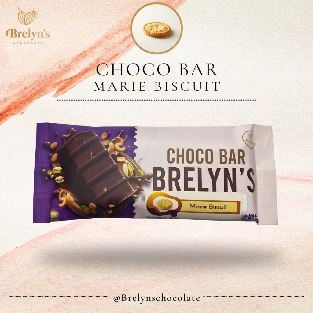 

Brelyn's Chocolate : Choco Bar Marie Biscuit Bar (Coklat rasa biskuit marie) Manis Gurih 36 gram