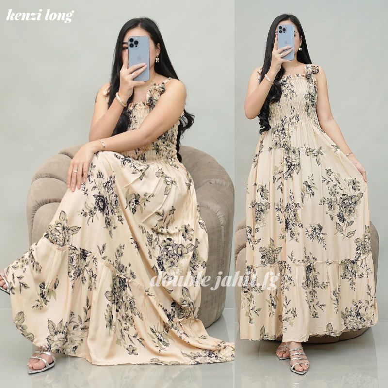 Dress Kenzo Tali Panjang | Maxi Dress Rayon Twill Wanita Elegan