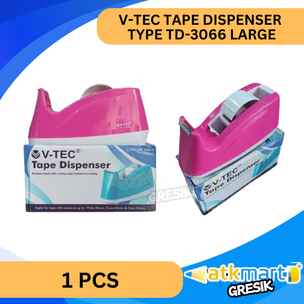 

V TEC TAPE DISPENSER TYPE TD-3066 LARGE / TEMPAT LAKBAN ISOLASI 1 INCH