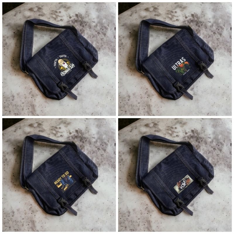 Tas Selempang Denim Jeans Unisex | Tas Jeans | Tas Selempang Sekolah Pria Wanita | Tas Kuliah Kerja