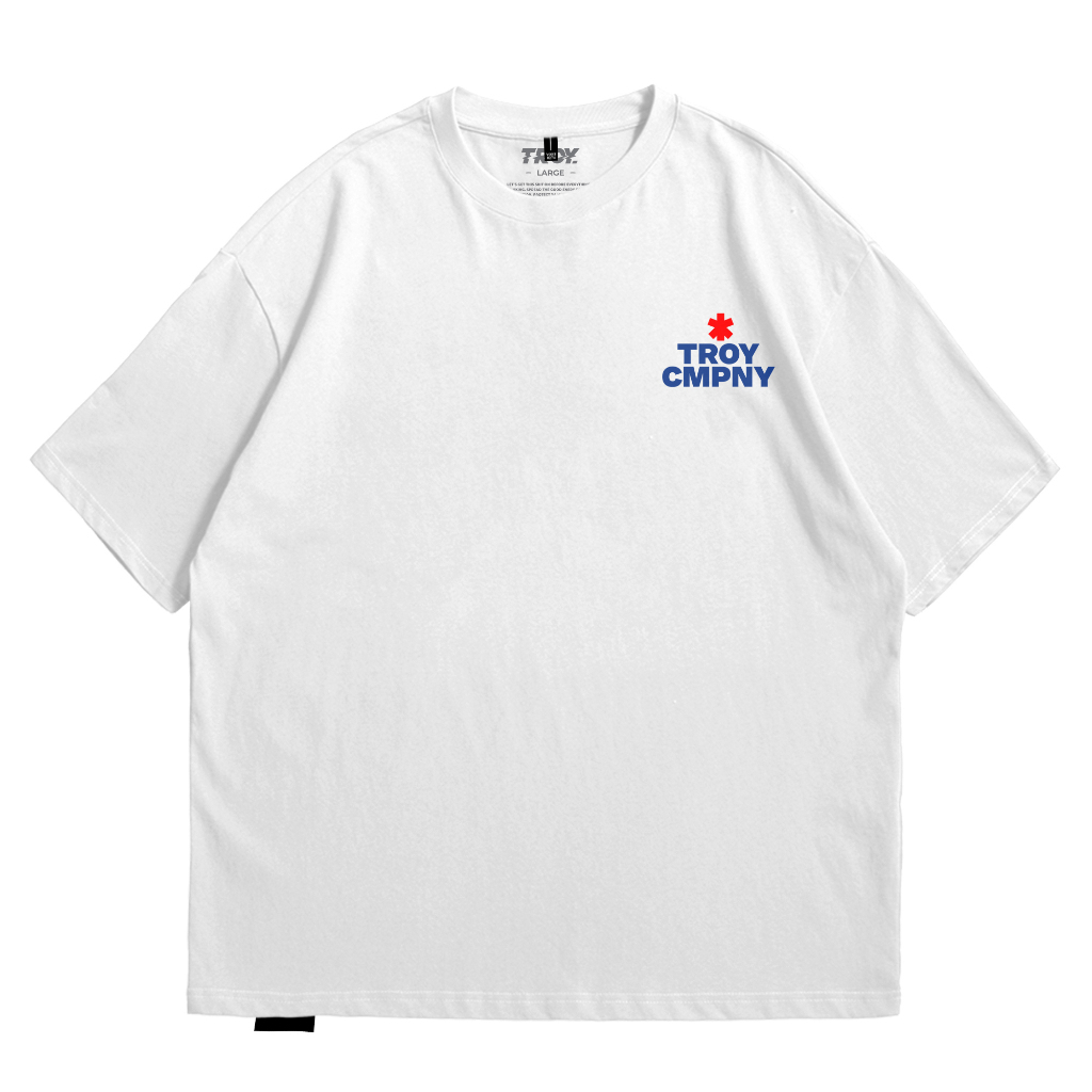 Troy Company Oversize Tshirt White The Youth Cult Dept - Kaos Oversize Putih Lengan Pendek OVD 3105
