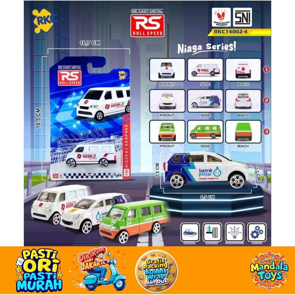 Diecast Metal Mobil Polisi Angkot Bus Indonesia Roll Speed