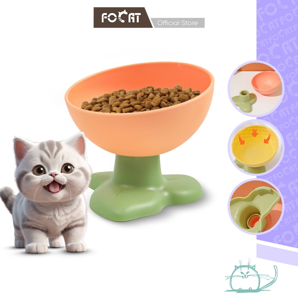 FOCAT Mangkuk Makan Kucing Anjing Anti Slip M90 Pet Bowl Neck Protection / Tempat Makan Anabul