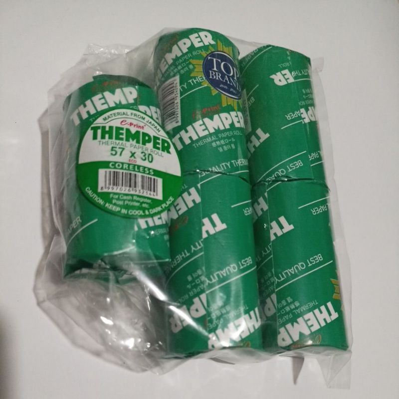 

Thermal Paper Roll E-print 57x30 Eco Coreless Harga 1 set isi 5 Roll