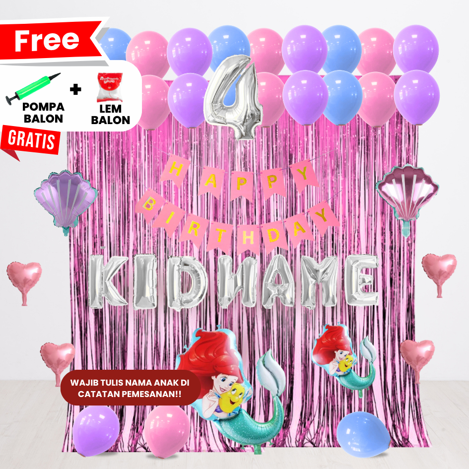 PUTRI DUYUNG/MERMAID SET DEKOR ULANG TAHUN ANAK/ DEKORASI ULTAH ANAK