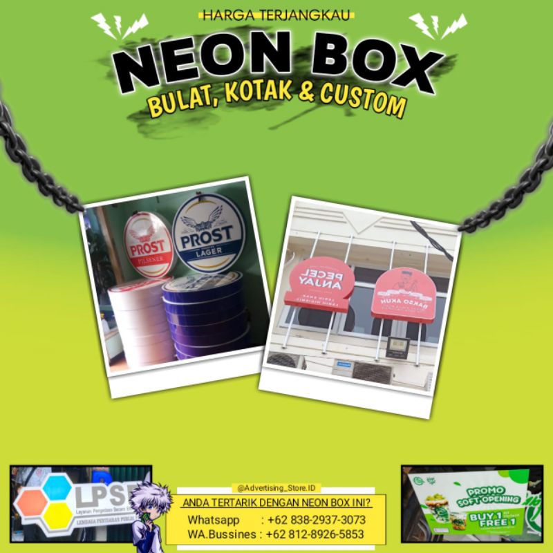 Neon Box Bulat 1 sisi/ stiker Frint/cutting sticker- outdoor - indoor
