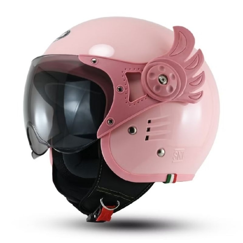 Helm Retro Rsix Gundala Hijab Friendly Half Face | Pink