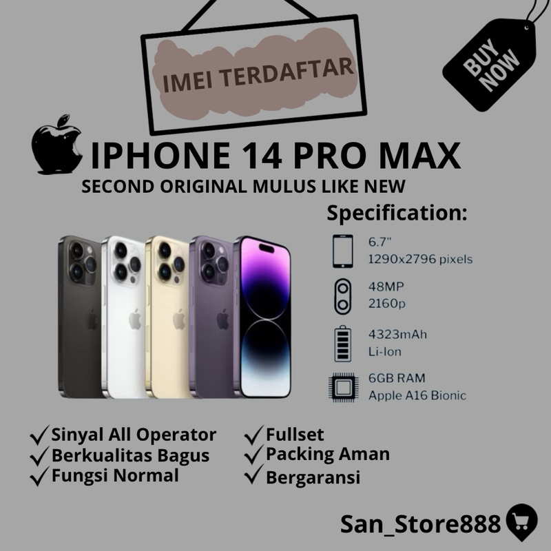 iP14 Pro Max Second inter iMei Terdaftar mulus