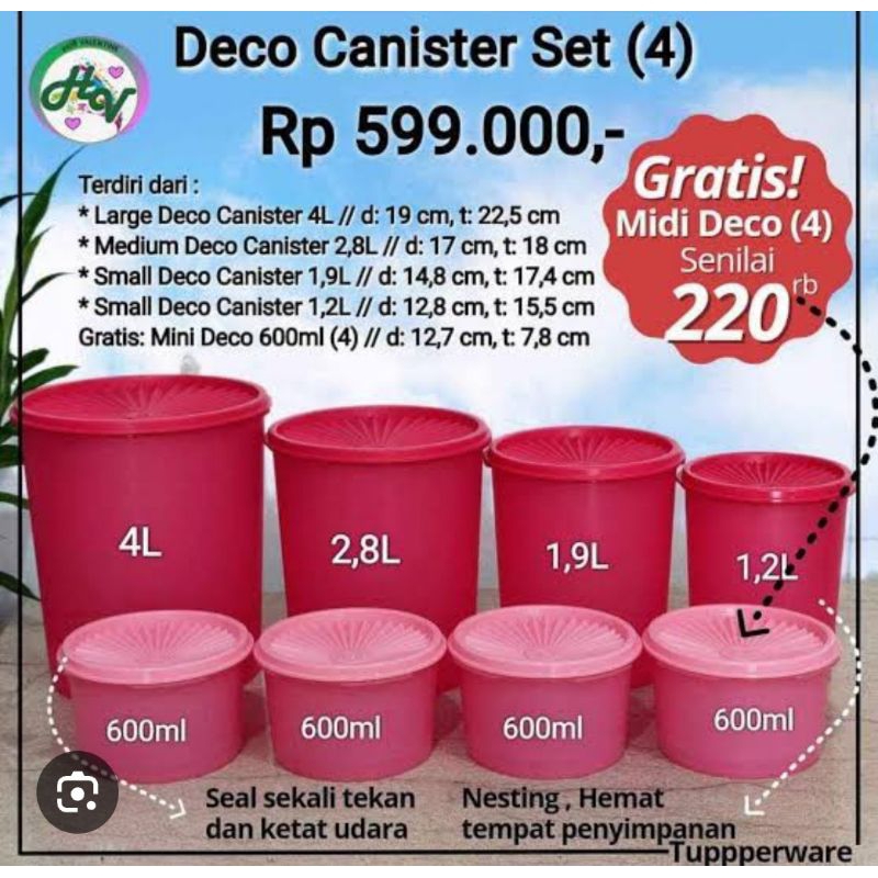 Deco canister set tupperware / toples tupperware set free mini deco