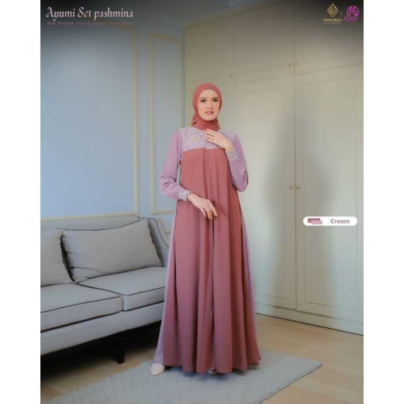 AYUMI DRESS ONLY EMKA HIJAB WARNA CREAM SIZE XL