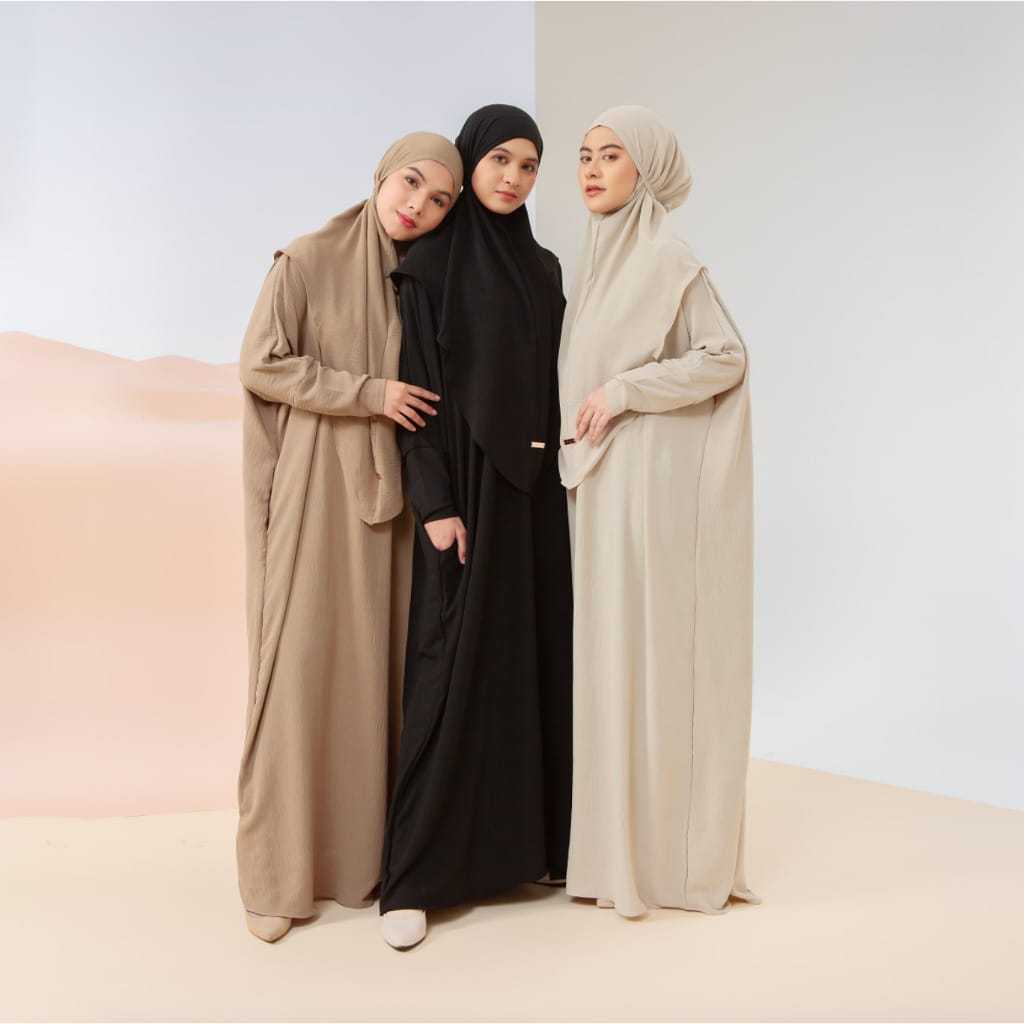 Gamis Abaya Putih Set Hijab Syari Polos Jumbo Premium Set Kerudung
