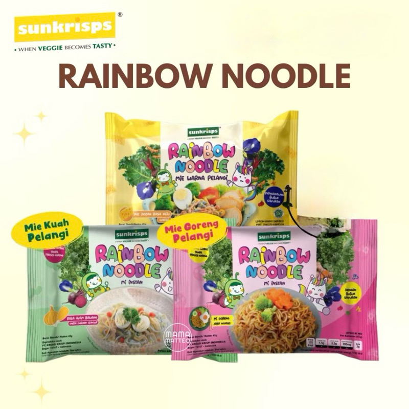 

Sunkrisps Rainbow Noodle 45gr - Mie Sehat Pelangi 1th+
