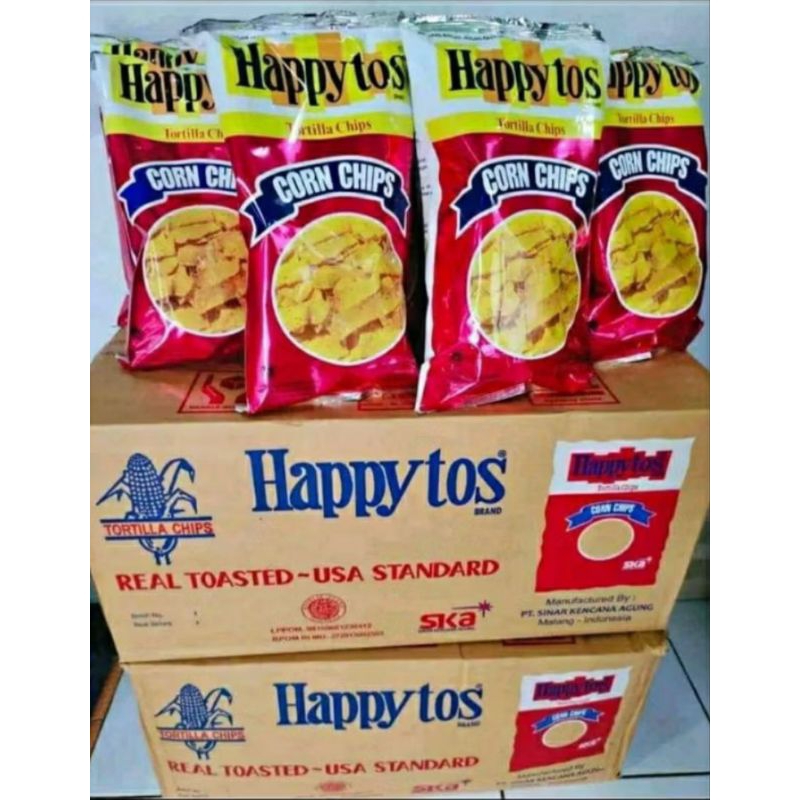 

Happy Tos Merah Corn Chips 140g 1 Dus isi 16pack - Snack Happy Tos Merah
