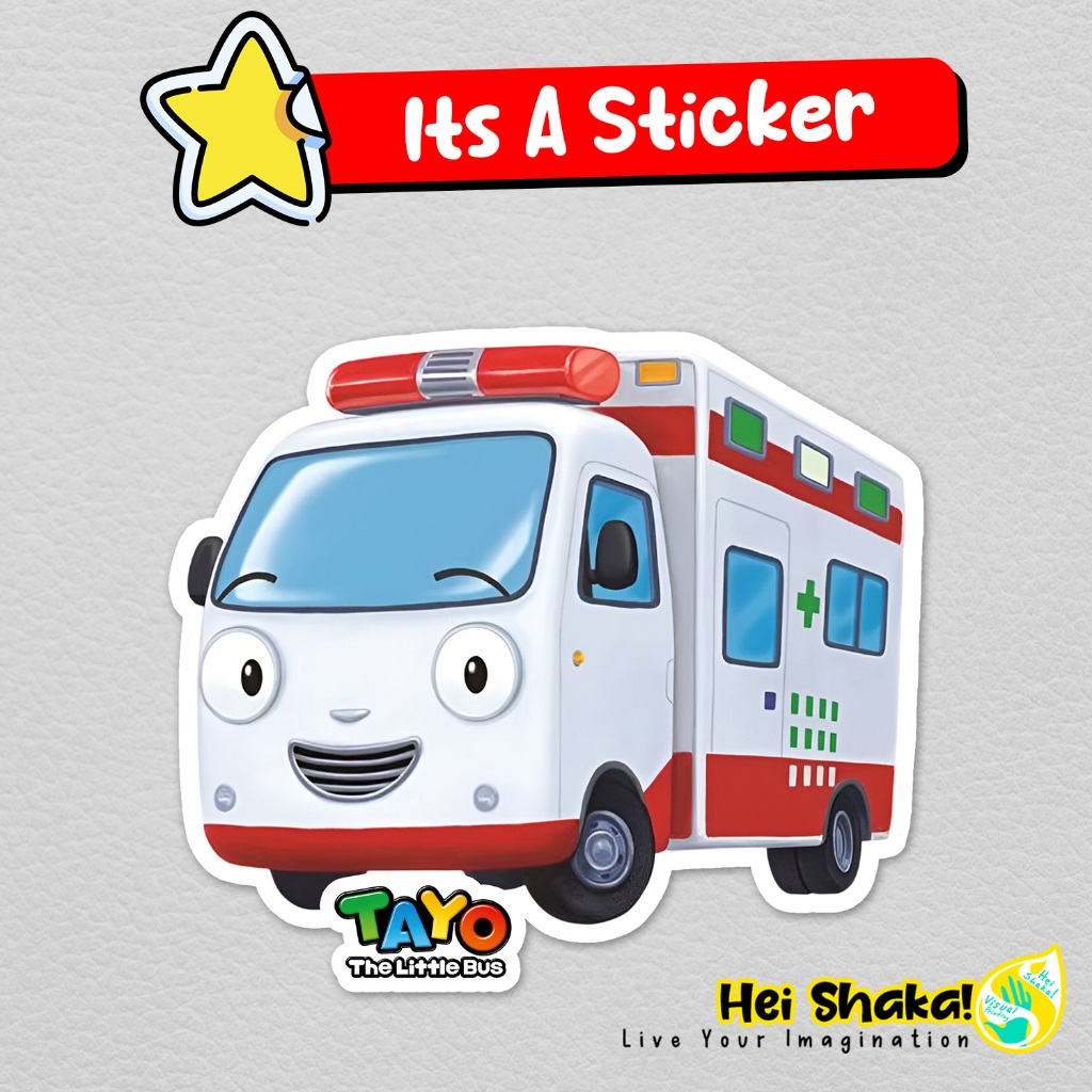 

Stiker Alice si Ambulance Sticker Excavator Tayo The Little Bus Kartun Anak Lucu Korea Bahan Vinyl Anti Air