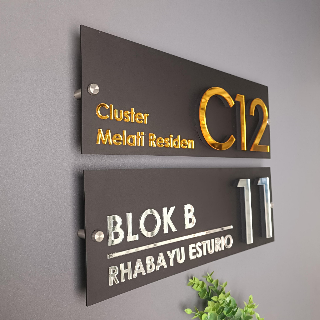 Nomor Rumah Akrilik Timbul Silver Nomer Rumah Acrylic Hitam Doff Timbul Silver Elegan Simple