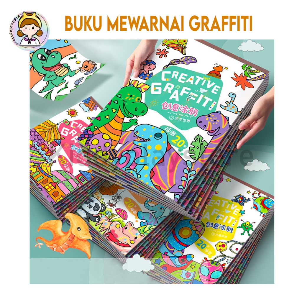 

Buku Gambar Lukis Mewarnai Anak Sketchbook Creative Graffiti 20 Halaman Gambar Lucu Edukatif A4