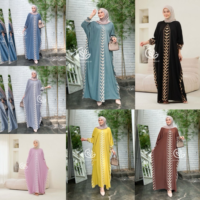 Kaftan Rayon - Kaftan Jumbo - Kaftan Murah - Longdress Super Jumbo - Daster Lowo Lengan Panjang - Ho