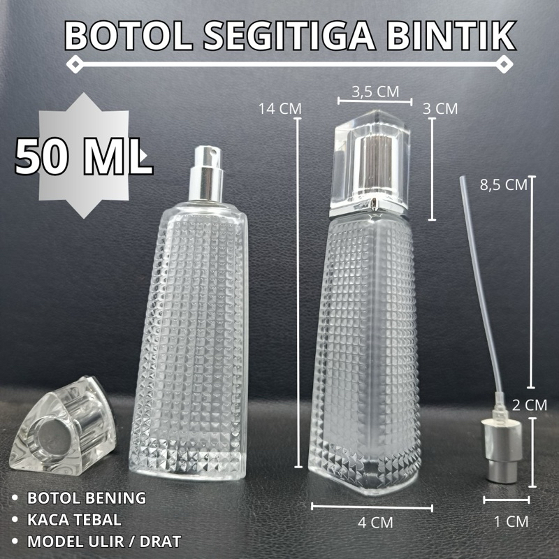 Botol parfum kosong segitiga bintik 50ml type drat/Putar/New/Bottle parfume