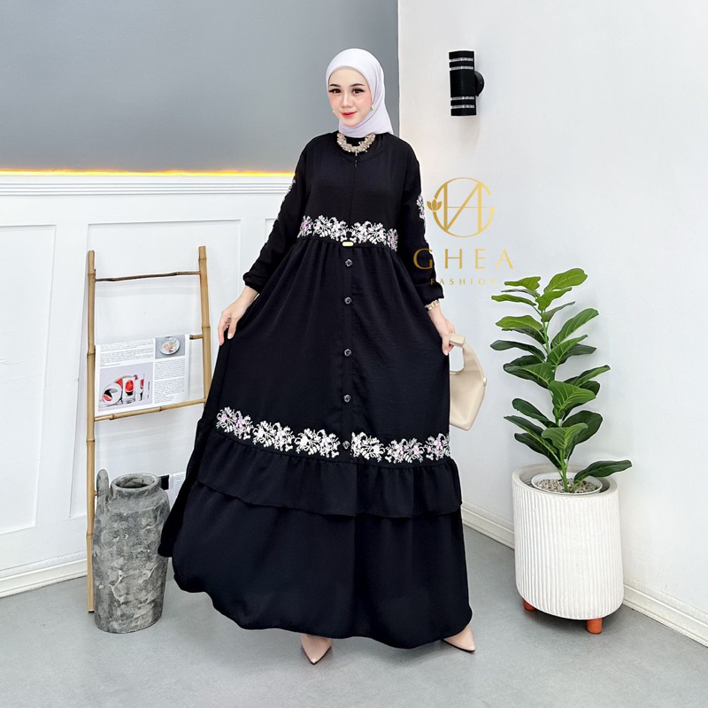 [New arrival] maxi dress una//bahan crinkle airflow premium