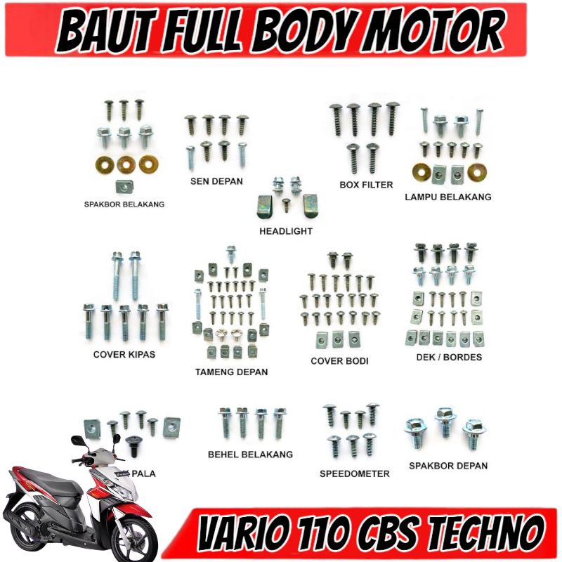 Baut Vario 110 techno karbu Full set / Baut Body Vario Techno 110 Karbu