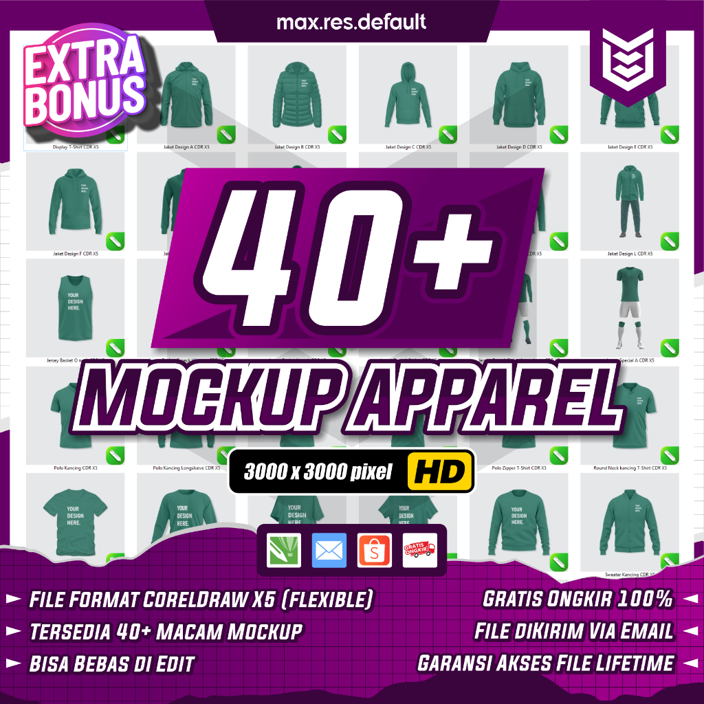 KOLEKSI MOCKUP APPAREL - Format CorelDraw