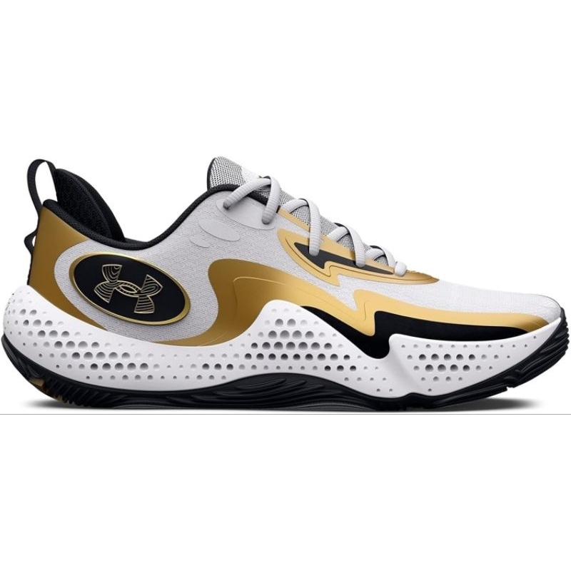 SEPATU BASKET ORIGINAL BIG SIZE 45 UNDER ARMOUR SPAWN 5 WHITE BLACK GOLD