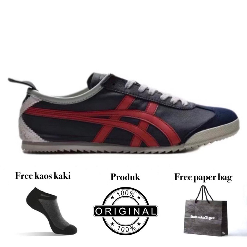 sepatu onitsuka tiger mexico 66 ORIGINAL made japan navy red//free paperbag & kaos kaki