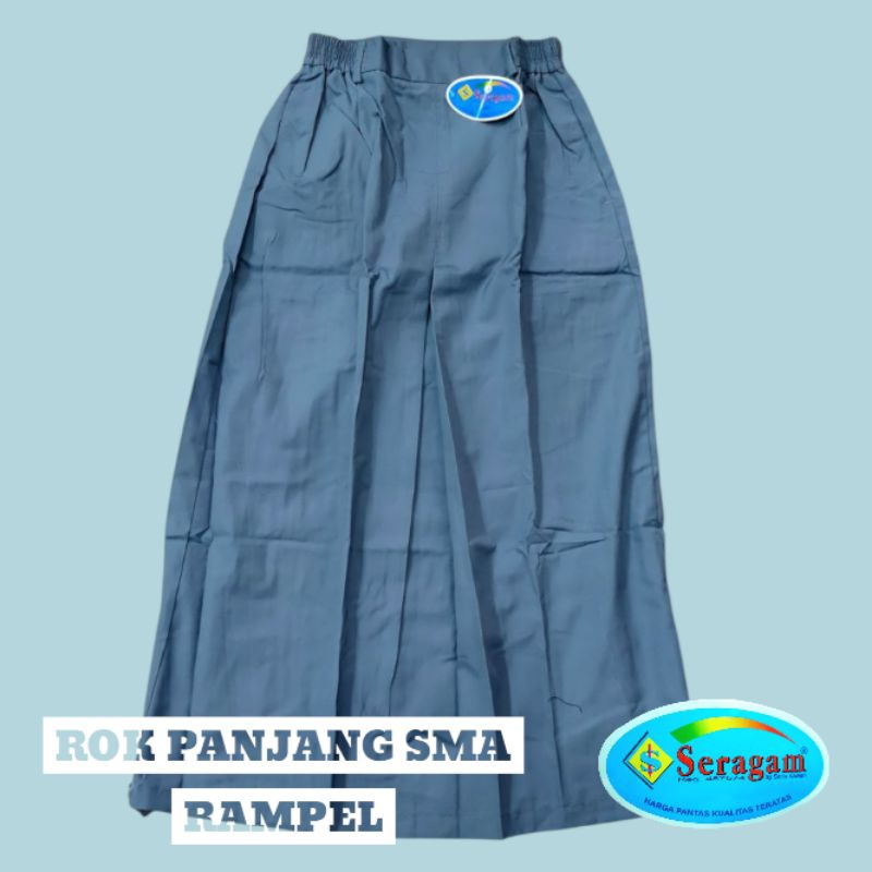 Seragam Sekolah SMA Rok Rempel Abu Panjang Merk SERAGAM