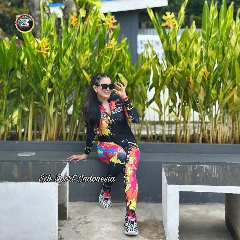 SXB SPORT BRUSH COLOUR JAKET CROP AND LEGGING BAJU OLAHRAGA