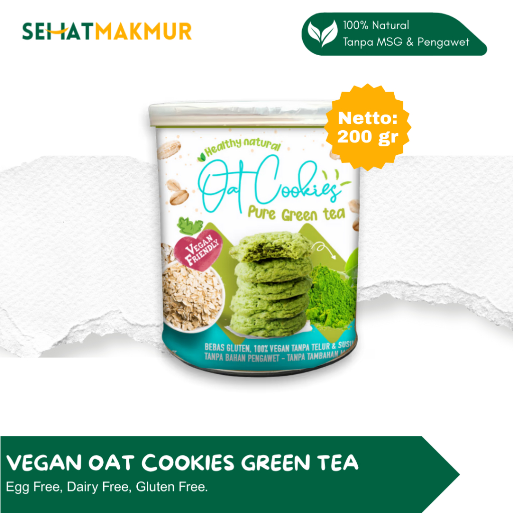 

Pelangi Healthy Cookies - Vegan Oat Cookies Green Tea (Cookies Vegan gluten free, egg free, dairy free)